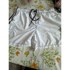 OP White Mens Swim Trunks With Elastic Waistband & Drawstring Size 3X